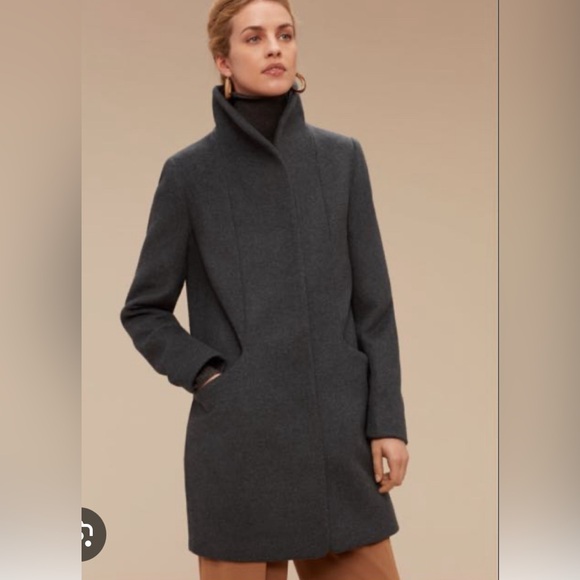 Aritzia Wilfred Cocoon Coat wool charcoal grey - Picture 5 of 6